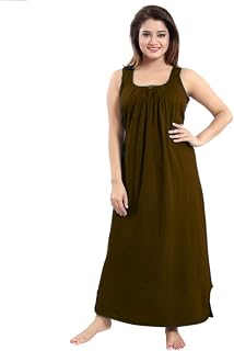 H & C Full Length Women's Hosiery Cotton Fabric Long Nighty Slip/Camisole Slip/Night Wear Maxi for Women (Free Size, Coffee) Price In India