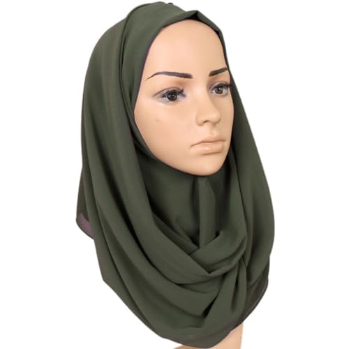 Image of LMVERNA Solid Color Bubble Chiffon Scarf for Women Fashion Soft Hijab Long Scarf Wrap Scarves