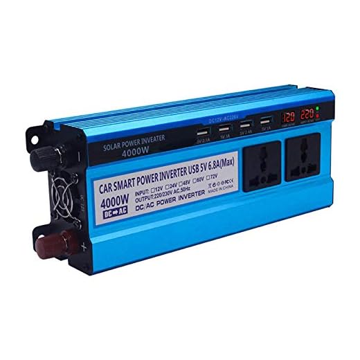 CARLAMPCR Spänningsomvandlare DC 12 V 24 V till AC 220 V, 4 000 W inverterare ren sinus, bilinverterare med USB-anslutningar och LED digital display, 12 vto220 v