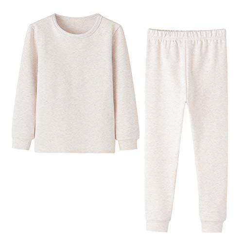 Enfants ChÃ©ris Winter Cotton Pajamas for Toddler Boy Girl Pajamas 4T Beige