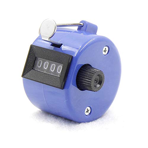 Ogquaton Contador de mano, podómetro, contador de mano de 4 dígitos, contador de lectura mecánico, azul, práctico y popular