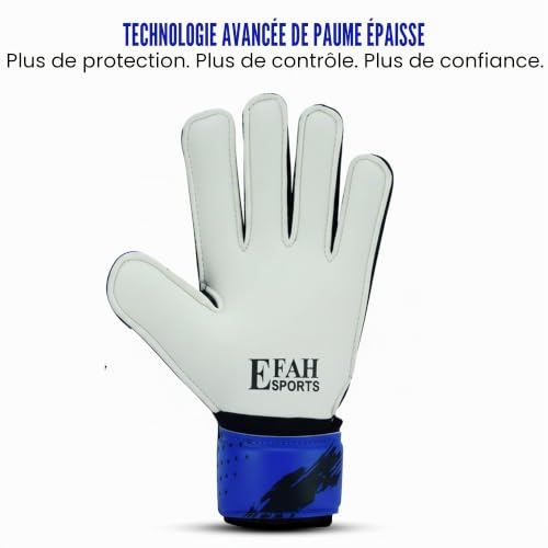 EFAH Sports Gants de Gardien de But de Football pour Enfants, garçons, Enfants, Jeunes – Gants de Gardien de But de Football avec Paumes à Forte adhérence (Taille 5, Bleu/Blanc) – vue 6