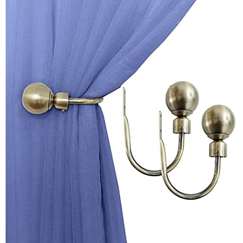Elifel Curtain Holdbacks 1 Pair Vintage Window Curtain Tiebacks with Hooks Bronze Decorative Metal Holders Draperies Drapery Tie backs Pull Backs Accessories Drapes Holdback for Wall Cover