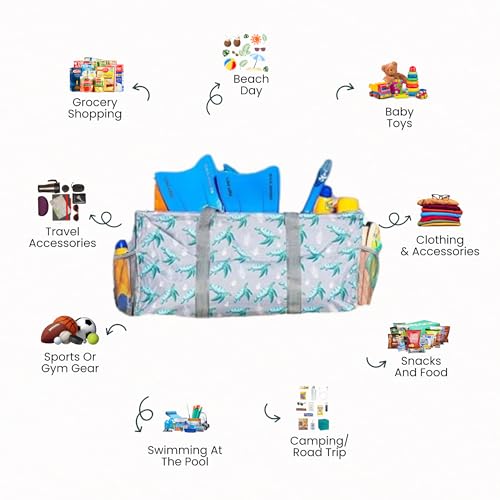 Image of Extra Large Utility Tote Bag - Oversized Collapsible Pool Beach Canvas Basket