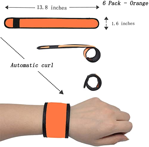 Amnquerxus Led Glow Slap Bracelet, Light Up Wristband 6-Pack High Visibility Safety Band For Cycling Walking Running Concert Camping Outdoor Sports-Fits Women, Men & Kids, Orange #TOP2