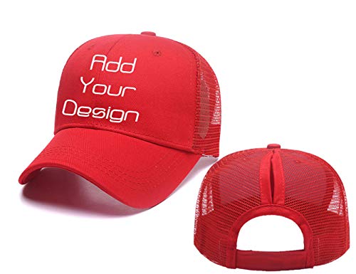 Custom Embroidery Ponytail Personalized High Bun Horsetail Hat Women Cap Red