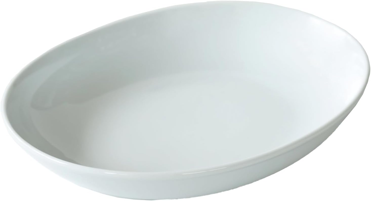 Saikai Pottery 18306 Hasami Ware Common Bowl Plate, Oval, Gray, Diameter Approx. 9.1 inches (23 cm), Microwave and Dishwasher Safe