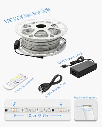 Tira de LED inteligente 100FT RGB impermeable con control APP miniatura 7