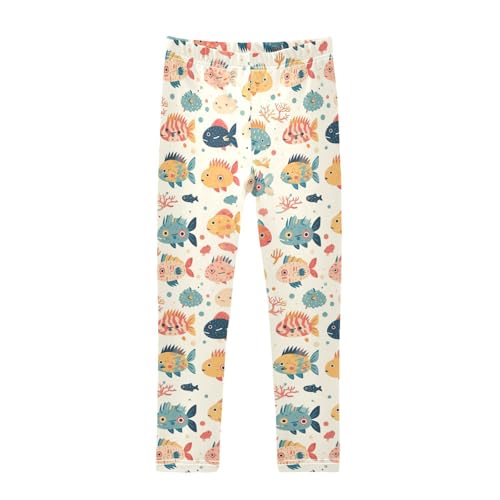 KLL Puffer Hawaiian Fish and Seaweed Toddler Girl Basic Leggings Fashion Full Length Lounge Pants Exercise