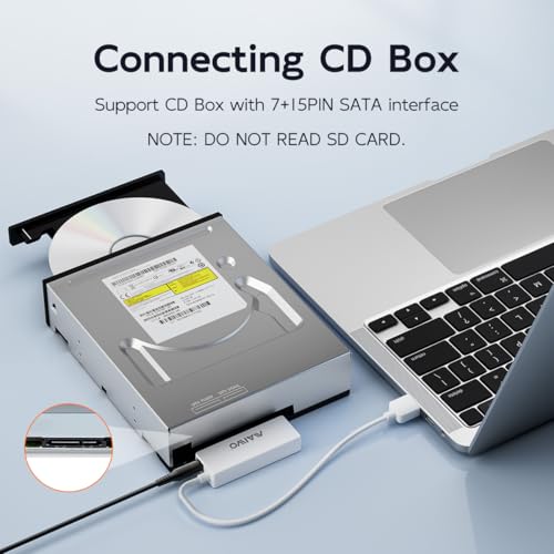MAIWO External Hard Drive Enclosure for 3.5 2.5 Inch SATA SSD HDD, 6Gbps USB 3.0 to SATA Drive Adapter Case Cable, with SD Card Storage + CD Box Reader, 24TB Capacity(White)