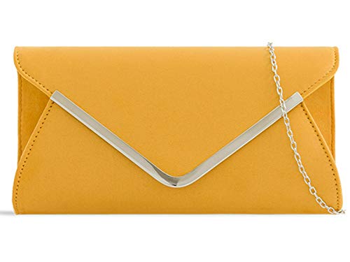 Sac à main en daim uni pour femme - Pour mariage, fête, bal de fin d'année, soirée - Jaune -...