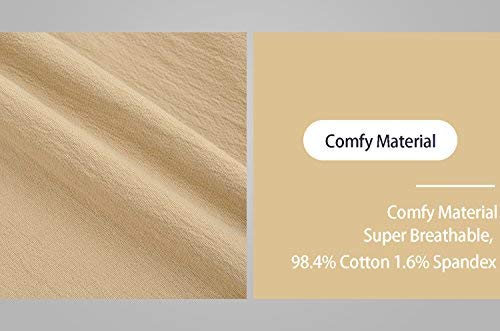 Ltifone Mens Casual Shorts Elastic Waist 7" Inseam With Drawstring Slim Fit Summer Pants With Pockets Khaki #TOP3