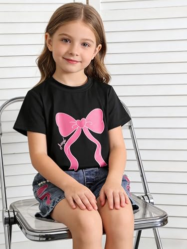 Image of Ayzozuy Kid Girl Clothes Shorts Set 2 Piece Outfits Summer Casual Short Sleeve Top and Shorts Set for Girls 4-7
