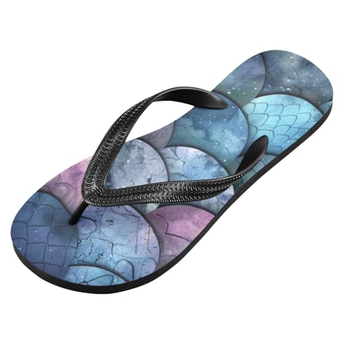 Blue Purple Mermaid Scale Beach Summer Casual Flip Flop Sandals Non-Slip Quick Dry for Women Men 214B3367