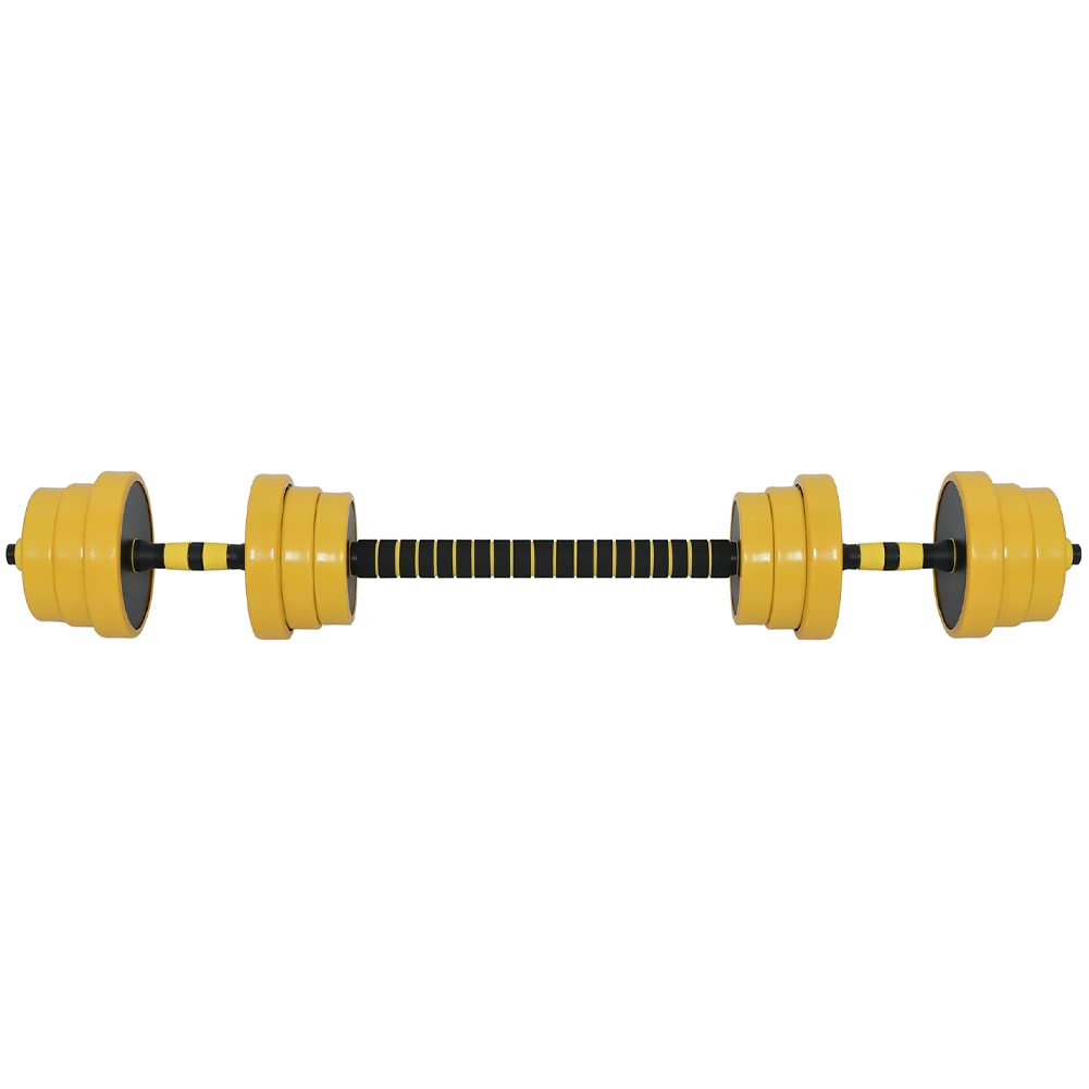 BAKAJI Set 2 in 1 Manubri Regolabili con Barra Bilanciere di collegamento, Rivestimento Gomma Piuma Antiruggine Antiscivolo, Palestra, Fitness, con Pesi
