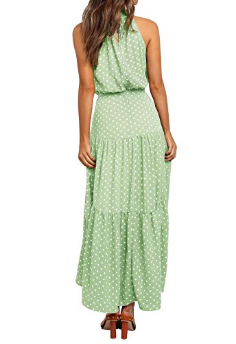 Jurebecia Vestido feminino sem mangas polka dot saia longa elegante pode ser bowknot multicolor mult