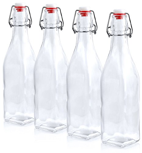 Estilo Couvercle basculant facile Bouchon en verre bouteilles de bière, carrée, 453,6 gram, Lot de 4 - Image 5