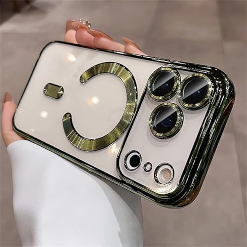 Coque iPhone 14 Pro magnétique verte transparente en TPU souple