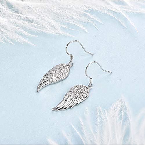 Starchenie Angel Wings Dangle Earrings for Women 925 Sterling Silver Cubic Zirconia Threader Earrings4