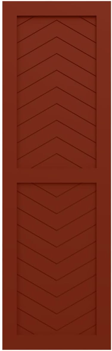 15"W x 40"H True Fit PVC Two Panel Chevron Modern Style Fixed Mount Shutters, Pepper Red (Per Pair - Hardware Not Included)