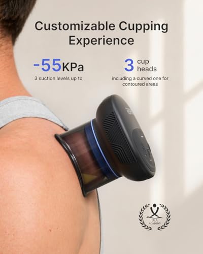Image of RENPHO Emberace Cup Smart Cupping Massager with 850nm Infrared Heating and 3 Suction Levels up to -55KPa, Rechargeable Multi-Device Sync, 70 min Runtime, 3 Heads & Storage Pouch, Gifts for Men Women