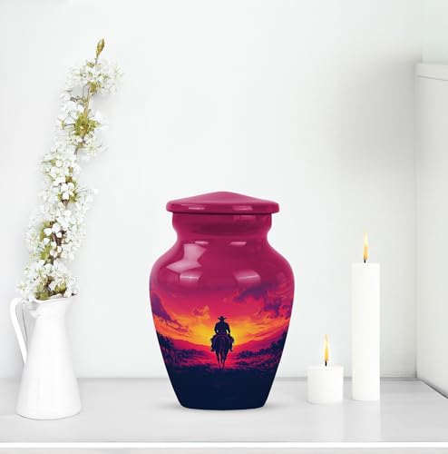 Image of Cowboy Urn - Small Urn for Human Ashes Keepsake - Urn for Ashes Adult Male - Urn for Ashes for Women - Cremation Urns for Human Ashes - Mini Urns for Human Ashes - Size 3 Inch, Pack of 4