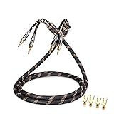 SKW Single Audiophile Speaker Cable,Convertible Banana Spade Gold Plated Connector,Nylon Braid,HiFi