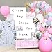 Pink White Balloon Garland kit,Elephant Baby Shower Decoration Luxury Arch, Baby Shower,Birthday Party Decorations,Pump Backdrop Elephant Versatile Backdrop Baloon