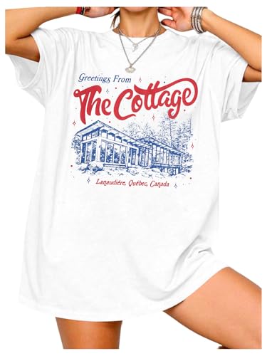 Heated Rivalry Shirt for Women :Greeting from The Cottage Lanaudire Qubec Canada Letter Print Sports Tee White
