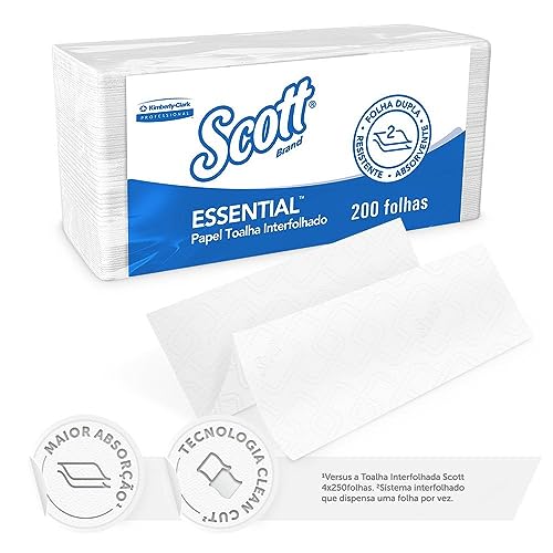 Scott Papel Toalha Essential Interfolhado Folha Dupla 200 Folhas - 1 Unidade