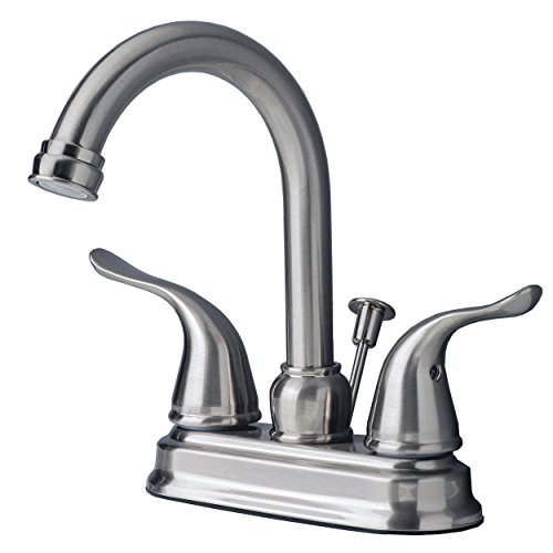 Builders Shoppe 2020Bn Two Handle Centerset Lavatory Faucet With Pop-Up Drain, Brushed Nickel Finish #TOP8