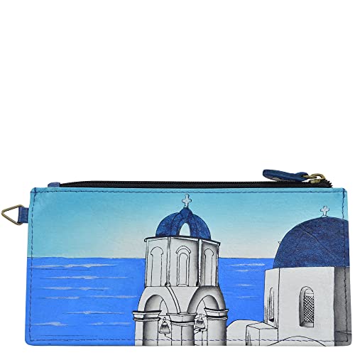Anna by Anuschka Women's Hand Painted Genuine Leather Organizer Wallet - Magical Greece