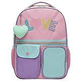 Mochila Escolar Infantil Grande Estilosa Temática Love Lilás