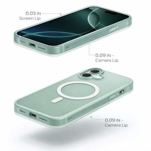 Image of Hupshy iPhone 16 Back Cover with Camera Protection Rings, Kickstand-Matte /Anti, Non-Slip, Camera Glass Protection,Transparent Shockproof Cover for iPhone 16 (Light Green)