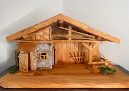 DARLUX Handgefertigte Weihnachtskrippe aus Holz I Tisch Krippe I...