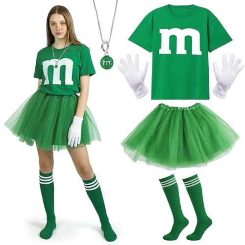Kitimi Faschingskostüme Damen Gruppen Kostüm, T-Shirt M Tüllrock Handschuhen Socken und Halskette, Faschingskostüm Karneval Gruppenkostüm Erwachsene Karneval Kostüm Tanzgruppe Süßigkeitenkostüm