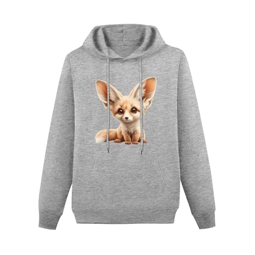 Cute Fennec Fox Unisex Casual Hoodies Long Sleeve Lightweight Pullover Tops Loose Sweatshirt with Pocket3
