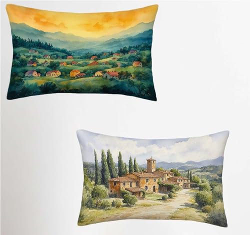 Taie oreiller 40x70 vert housse coussin rectangulaire lin canapé salon - 2