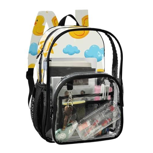 Cute Yellow Ducks Women Clear Backpack Cute Kids Girls Backpack Boys See through Shoulder Bag2