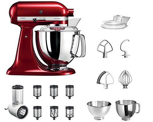 Preisvergleich Produktbild KitchenAid 5KSM175 Liebesapfel Rot STARTER PAKET inkl. Gemüseschneider Zusatztrommeln (NEUES MODELL) und Standardzubehör Dein Einstieg in die KitchenAid Welt