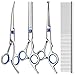 Professional 4 in 1 Dog & Cat Grooming Scissors Kit with Safety Round Tips,Sharp & Durable,Dog Shears for Grooming - Includes Straight, Curved, Thinning Scissors and Comb - Premium Pet Supplies