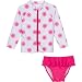 SwimZip¨ Little Girl Zipper Long Sleeve Pink Rash Guard Swimsuit Set Graffiti Splash