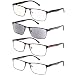 4 Pack Reading Glasses Computer Glasses Men Blue Light Blocking Metal Full Frame Readers for Men Include Sun Readers Anti UV 1.0