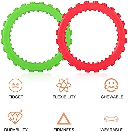 Baby Teething Rings Set, Seeway Biting Chew Bracelet Teether Toys for Sensory Needs,Perfect for Autism/SPD/ADHD/Oral Motor,Pain & Gum Soreness Relief, Easy to Hold (2 Pack)