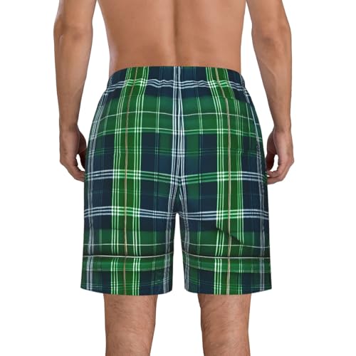 Blue Scottish Tartan Print Mens Casual Shorts Drawstring Summer Beach Stretch Shorts Novelty Swimtrunks3