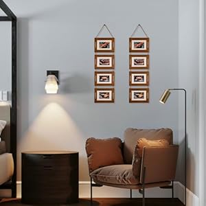 Dlquarts 5×7 hanging collage picture frames wall decor 4 opening 5×7 matted to 35×5 photo rustic wood frame with hemp rope 2 pack dark walnut  urban country home decor
