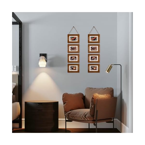 Dlquarts 5×7 hanging collage picture frames wall decor 4 opening 5×7 matted to 35×5 photo rustic wood frame with hemp rope 2 pack dark walnut  urban country home decor