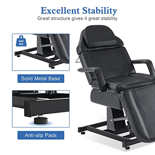 Barberpub Tattoo Table, Electric Tattoo Chair For Client, Facial Bed For Esthetician, Tattoo Bed With 3 Motors Electric Adjustment 2751 (Black) #TOP7