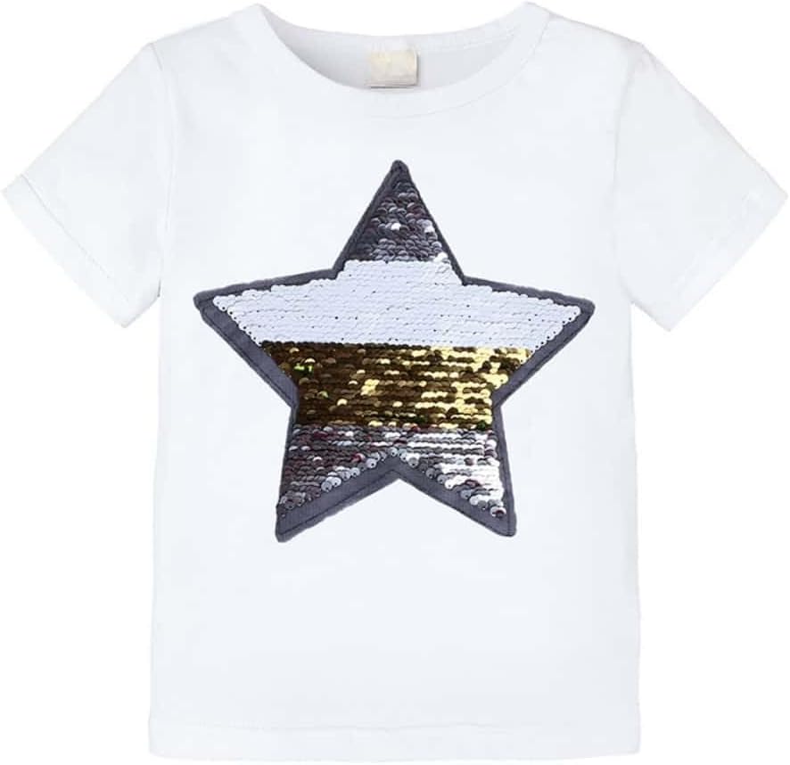 Toddler Little Kids Baby Boys Girls Magic Flip Sequins Tshirt,Short Sleeve Crew Neck Pullover Tees Tops - Image 4