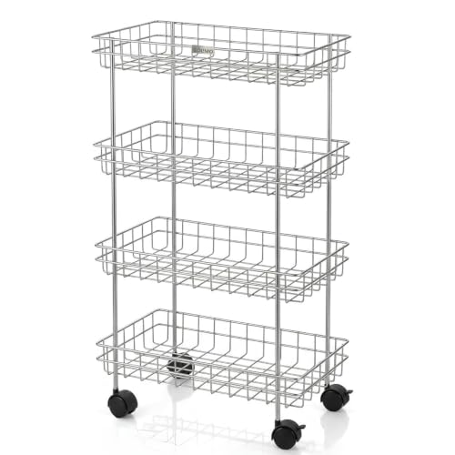 Solimo 4-Tier Ventilated Storage with Swivel Wheels| Multipurpose Storage Organizer for Kitchen, Bathroom & Laundry | High Quality Stainless at βΉ869 β Amazon